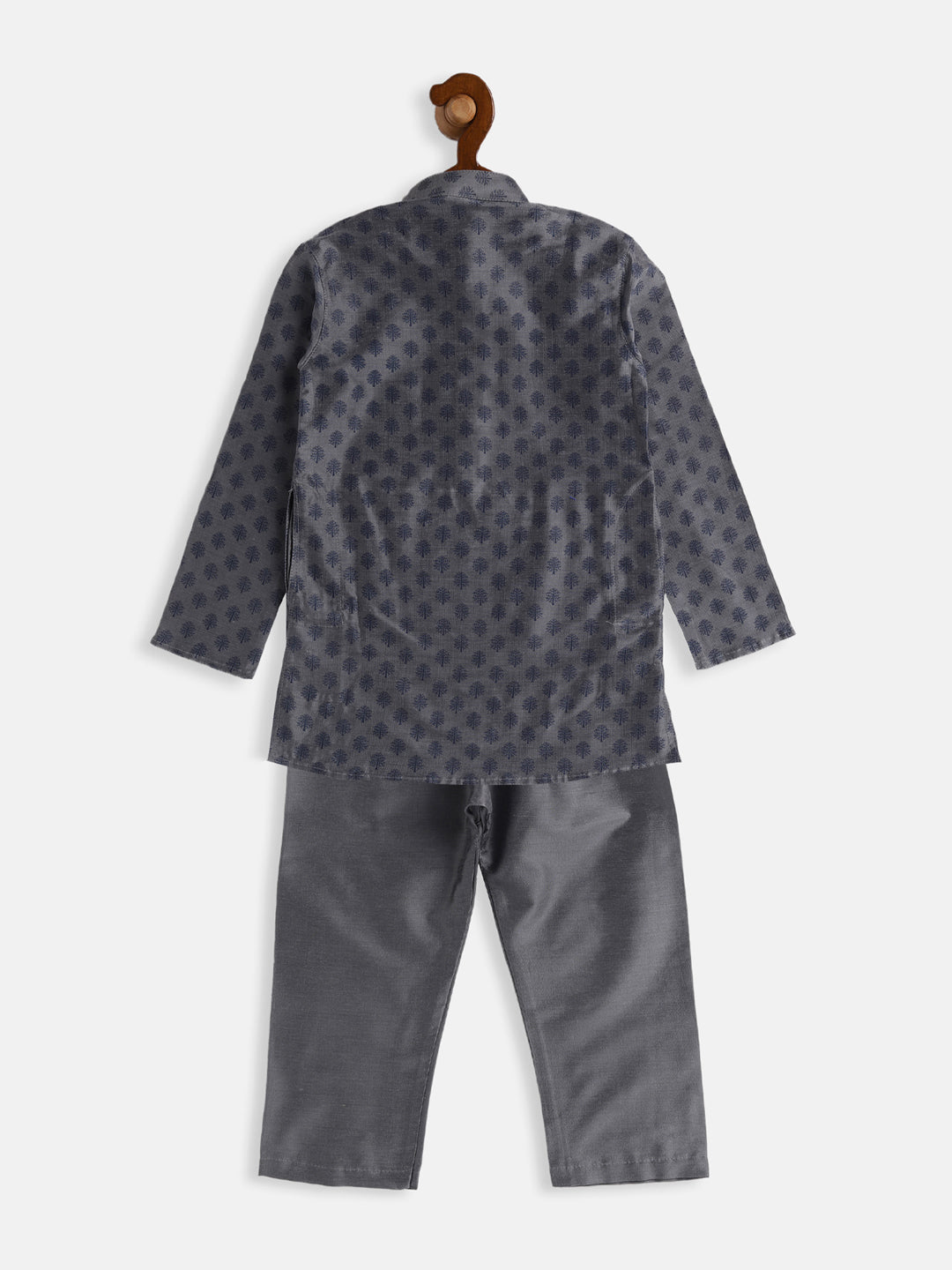 VASTRAMAY Boys Grey Cotton Blend Kurta Pyjama Set - qivii