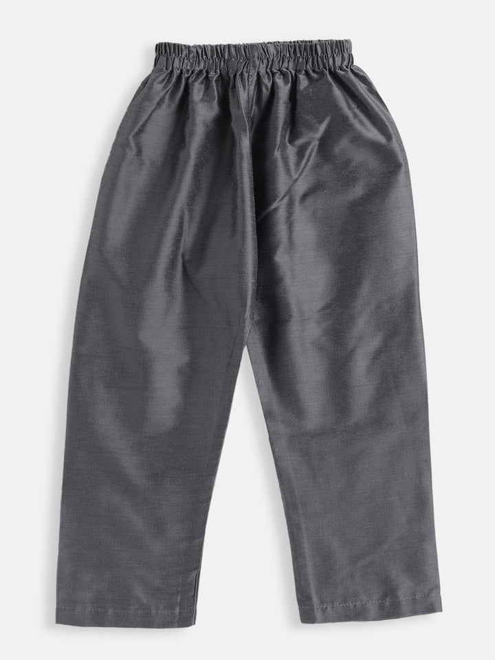 VASTRAMAY Boys Grey Cotton Blend Kurta Pyjama Set - qivii