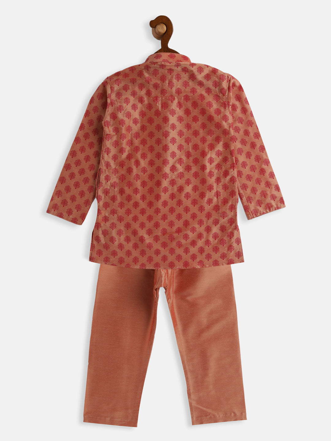 VASTRAMAY Boys Pink Cotton Blend Kurta Pyjama Set - qivii