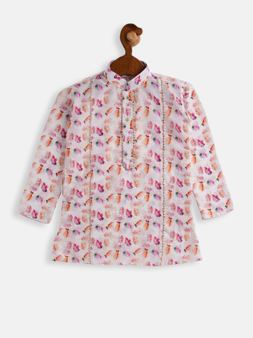 VASTRAMAY SISHU Boys Multicolor-Base-White Cotton Blend Kurta - qivii