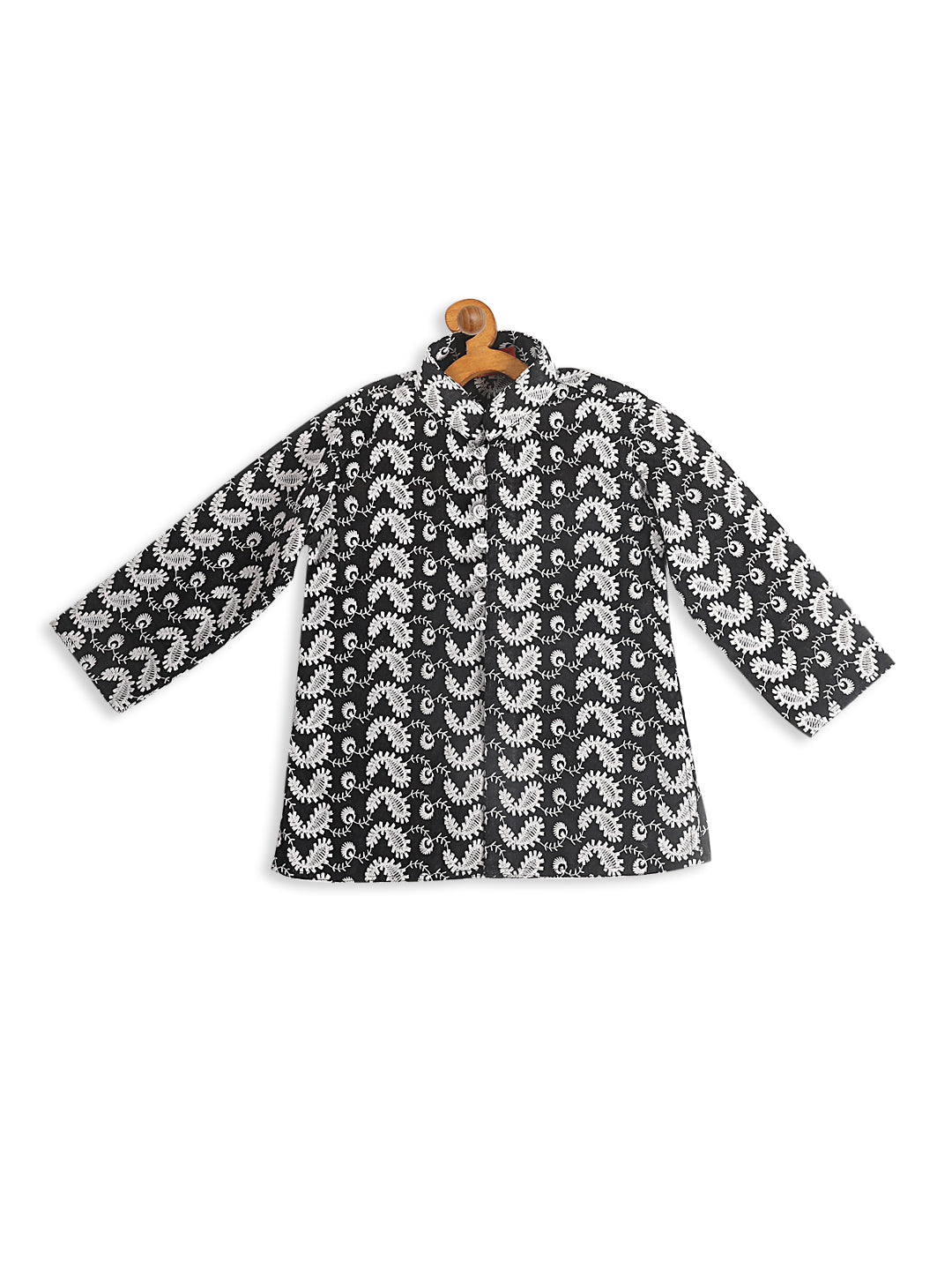 VASTRAMAY SISHU Boy's Black Chikankari Pure Cotton Kurta - qivii