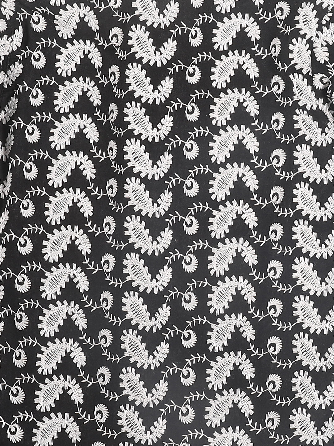 VASTRAMAY SISHU Boy's Black Chikankari Pure Cotton Kurta With White Pyjama Set - qivii