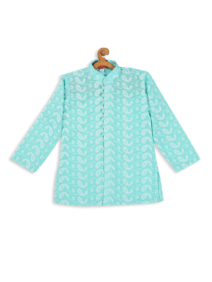 VASTRAMAY Boy's Green Chikankari Pure Cotton Kurta - qivii