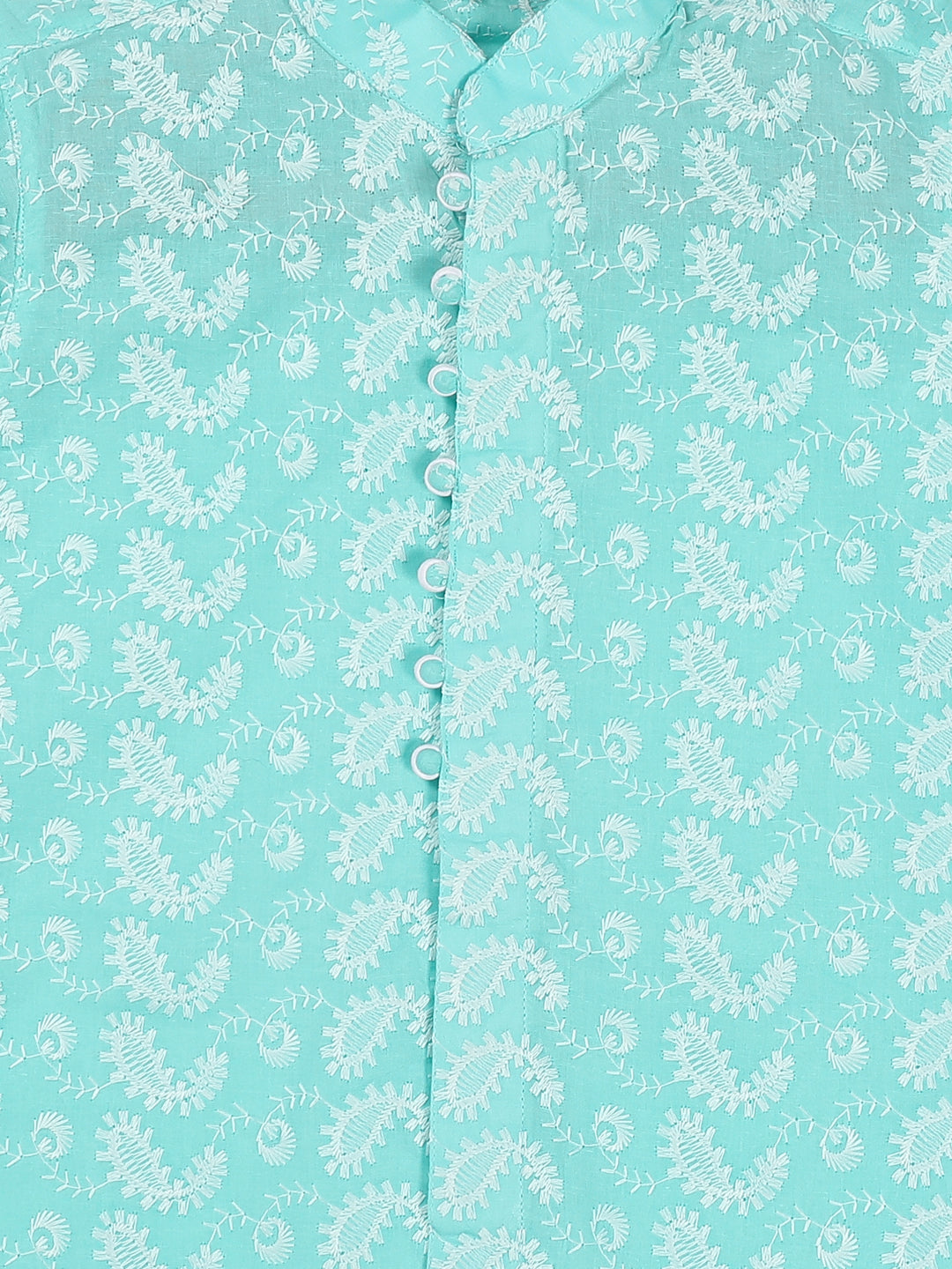 VASTRAMAY Boy's Green Chikankari Pure Cotton Kurta - qivii