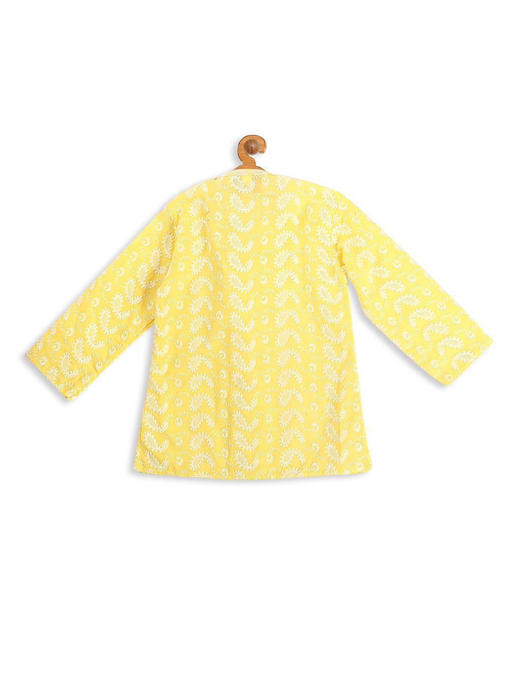 VASTRAMAY SISHU Boy's Mustard Chikankari Pure Cotton Kurta - qivii
