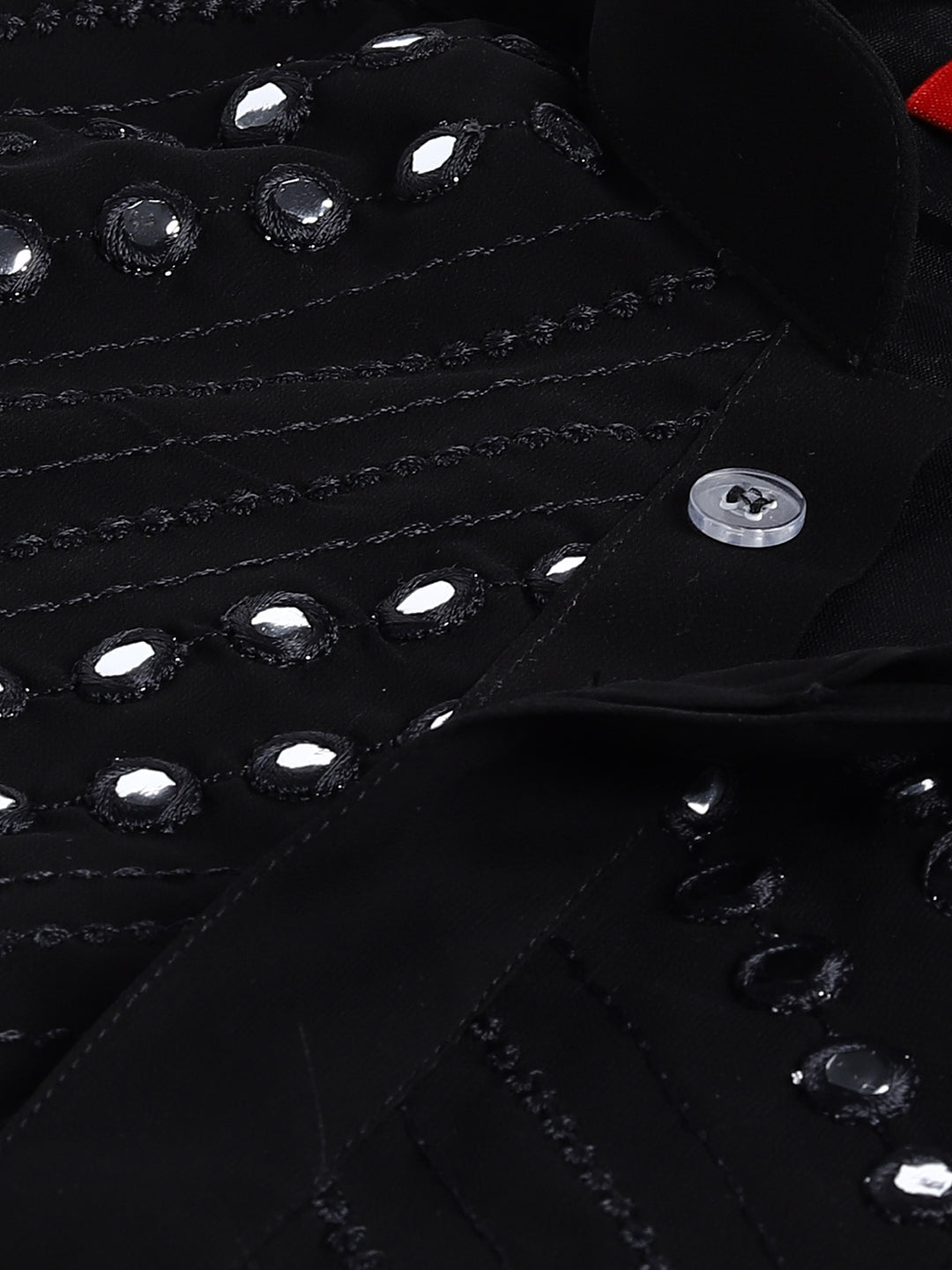 VASTRAMAY SISHU Boys' Black Mirror Work Kurta Pyjama Set - qivii