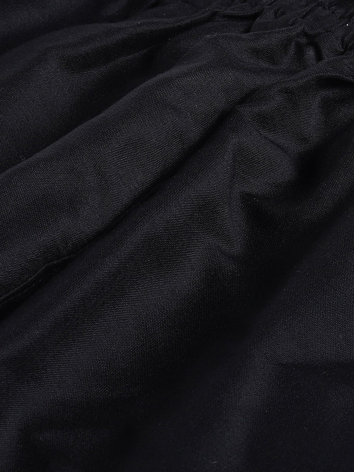 VASTRAMAY SISHU Boys' Black Mirror Work Kurta Pyjama Set - qivii