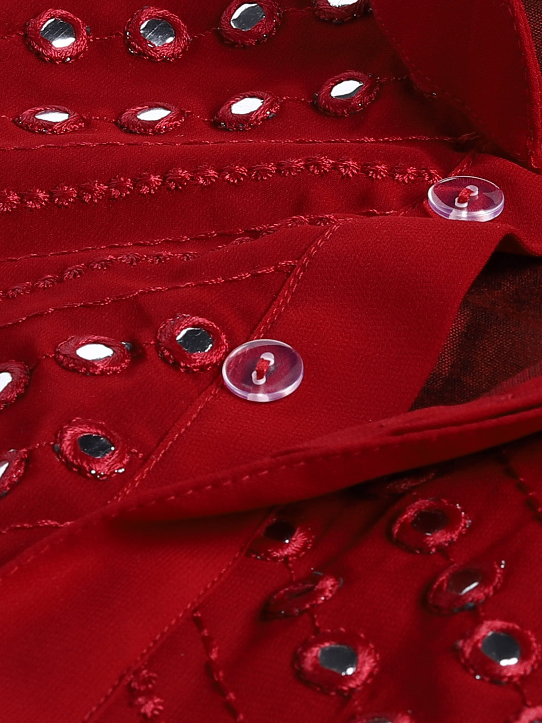 VASTRAMAY SISHU Boys' Maroon Mirror Work Kurta Pyjama Set - qivii