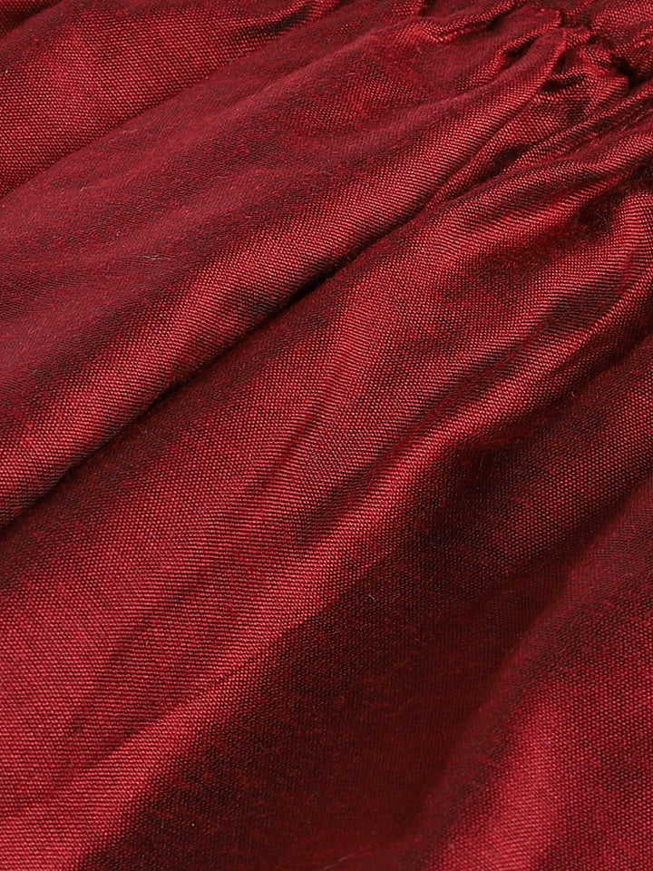 VASTRAMAY SISHU Boys' Maroon Mirror Work Kurta Pyjama Set - qivii