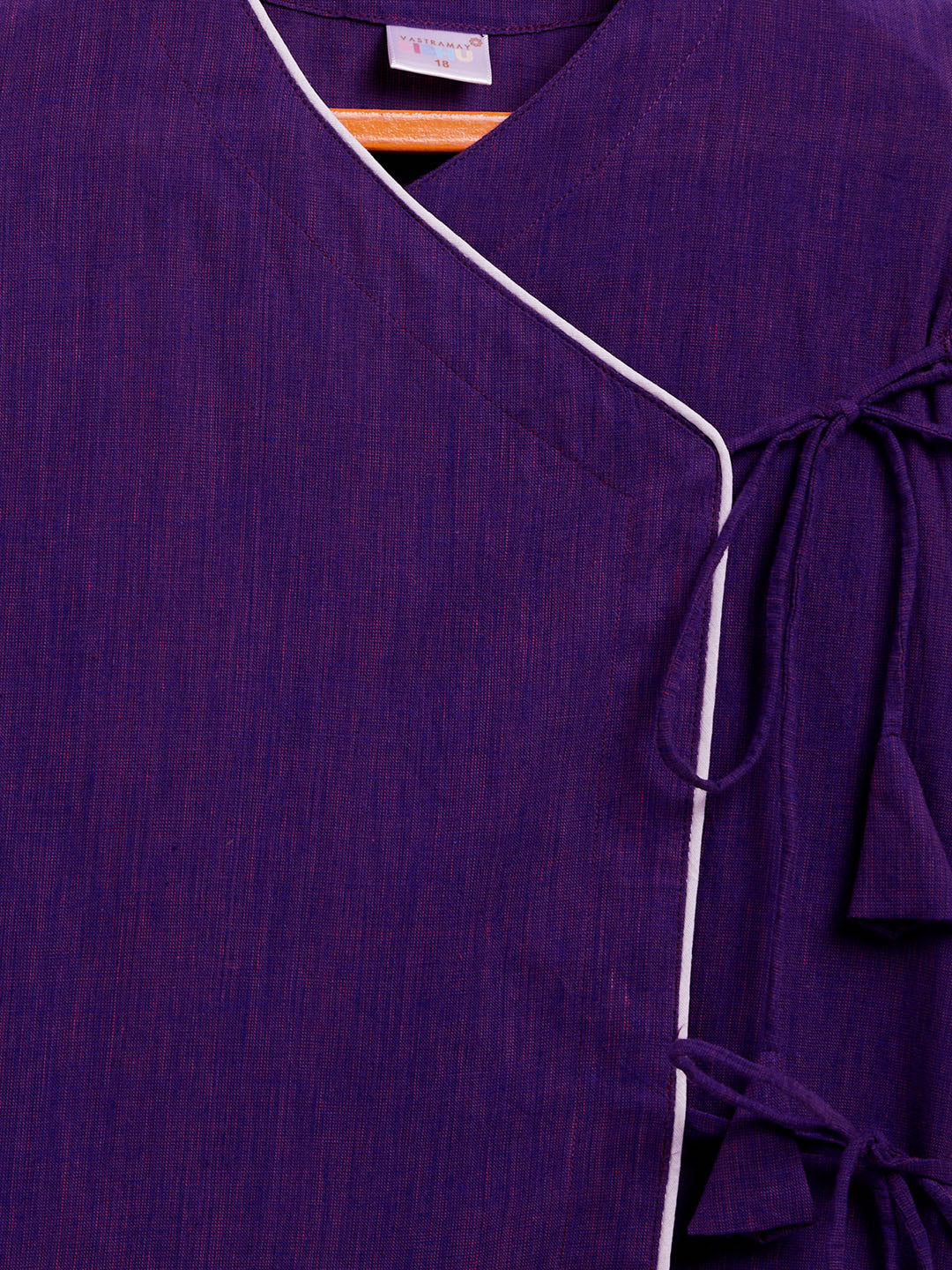 VASTRAMAY SISHU Boy's Purple Angrakha Style Krishna Kurta and White Dhoti Set - qivii