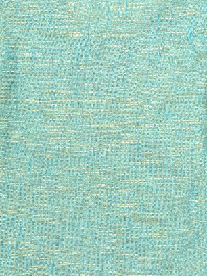 VASTRAMAY Boy's Parrot Green Cotton Kurta and White Pyjama Set - qivii