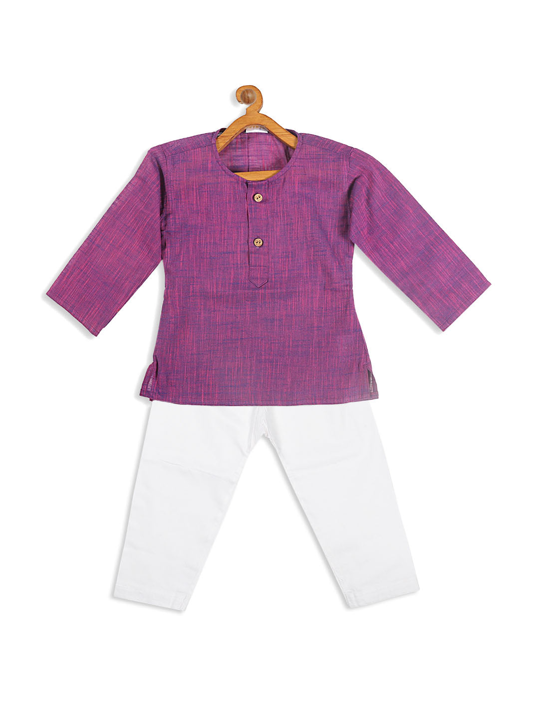 VASTRAMAY SISHU Boys' Purple Cotton Kurta and White Pyjama Set - qivii