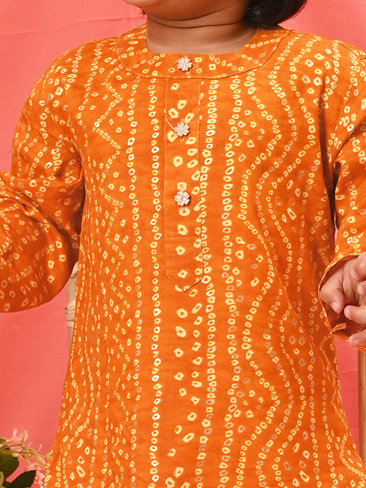 VASTRAMAY Boys' Yellow Bandhni Kurta And Patiala Set - qivii