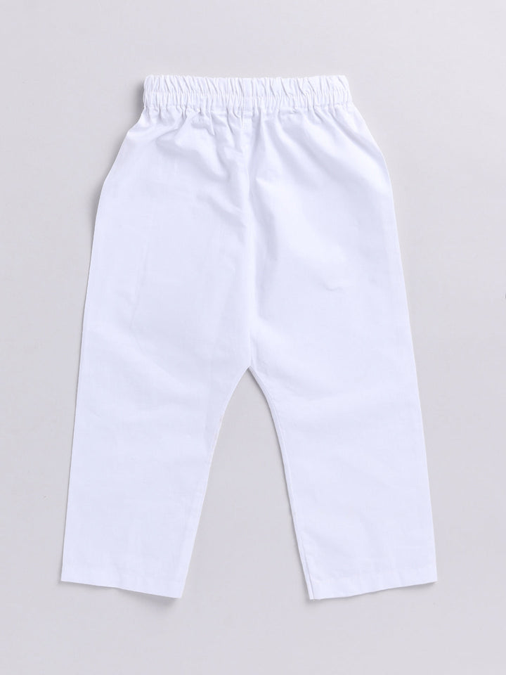 Vastramay Infant Boys Yellow And White Cotton Kurta Pyjama Set - qivii