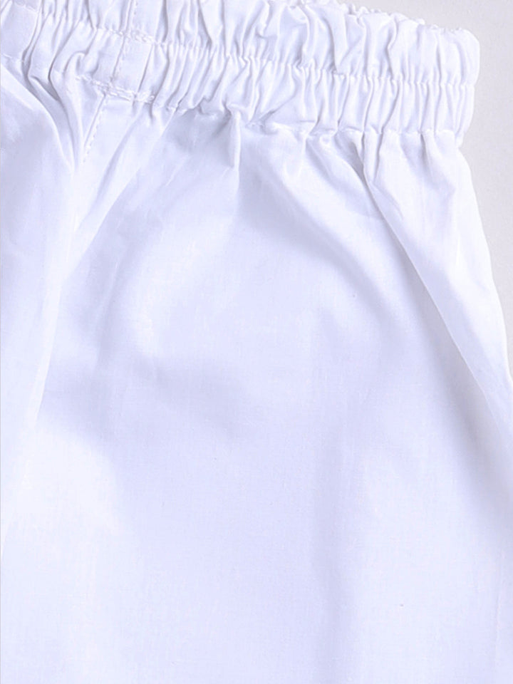 Vastramay Infant Boys Yellow And White Cotton Kurta Pyjama Set - qivii