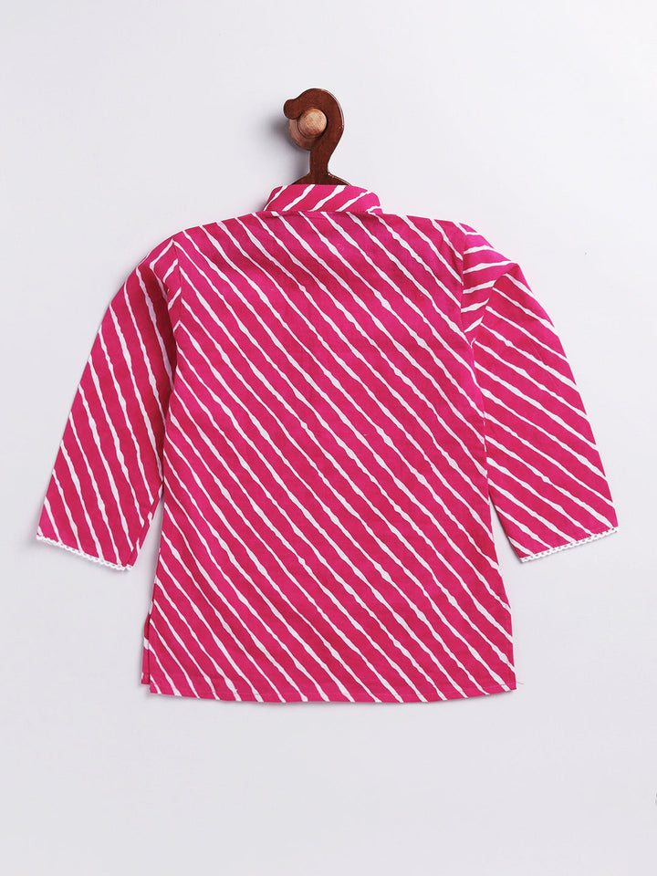 Vastramay Infant Boys Pink And White Cotton Kurta Pyjama Set - qivii