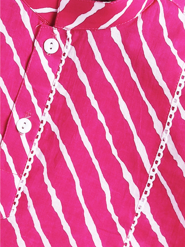 Vastramay Infant Boys Pink And White Cotton Kurta Pyjama Set - qivii