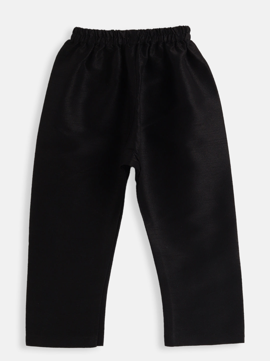 VASTRAMAY Boys Black Silk Blend Kurta Pyjama Set - qivii