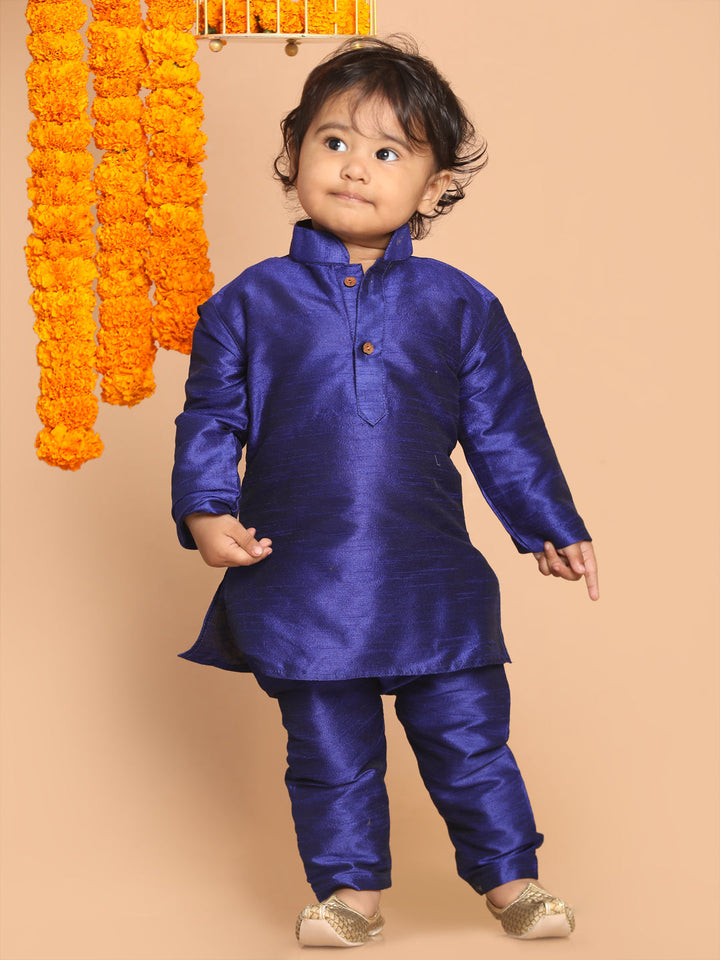 VASTRAMAY SISHU Boy's Blue Kurta With Pyjama Set - qivii