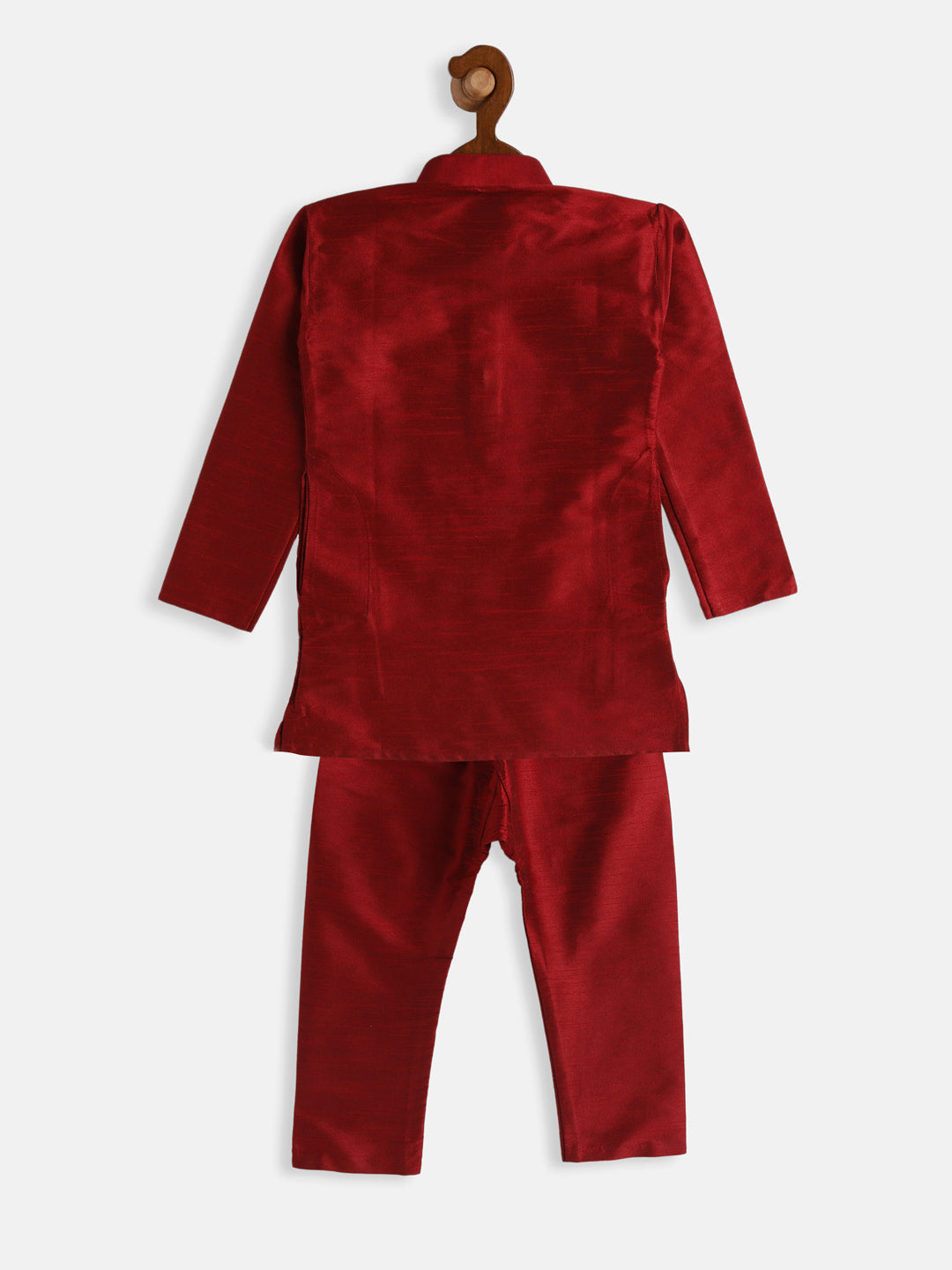 VASTRAMAY SISHU Boys Maroon Silk Blend Kurta Pyjama Set - qivii