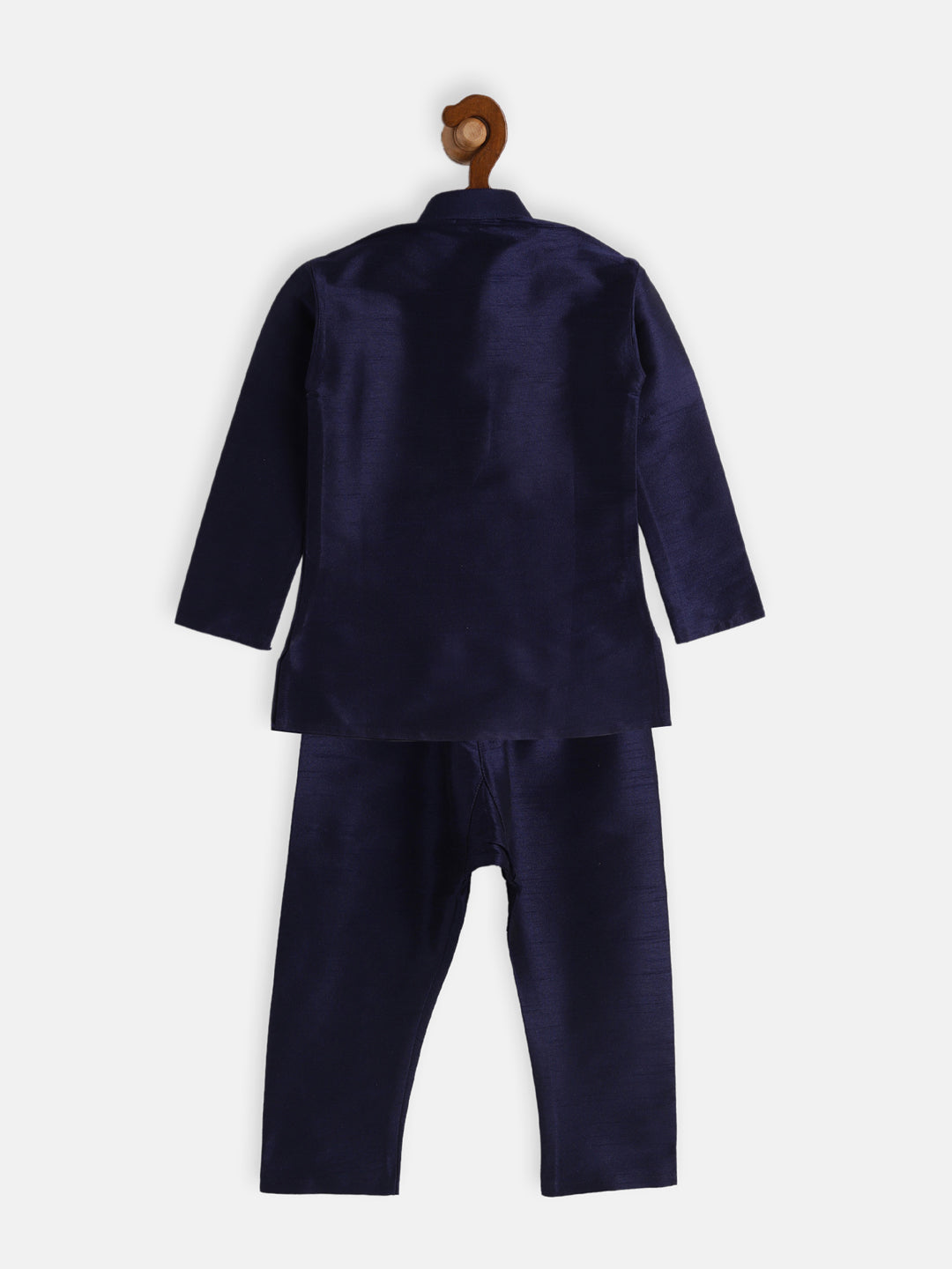 VASTRAMAY SISHU Boys Navy Blue Silk Blend Kurta Pyjama Set - qivii