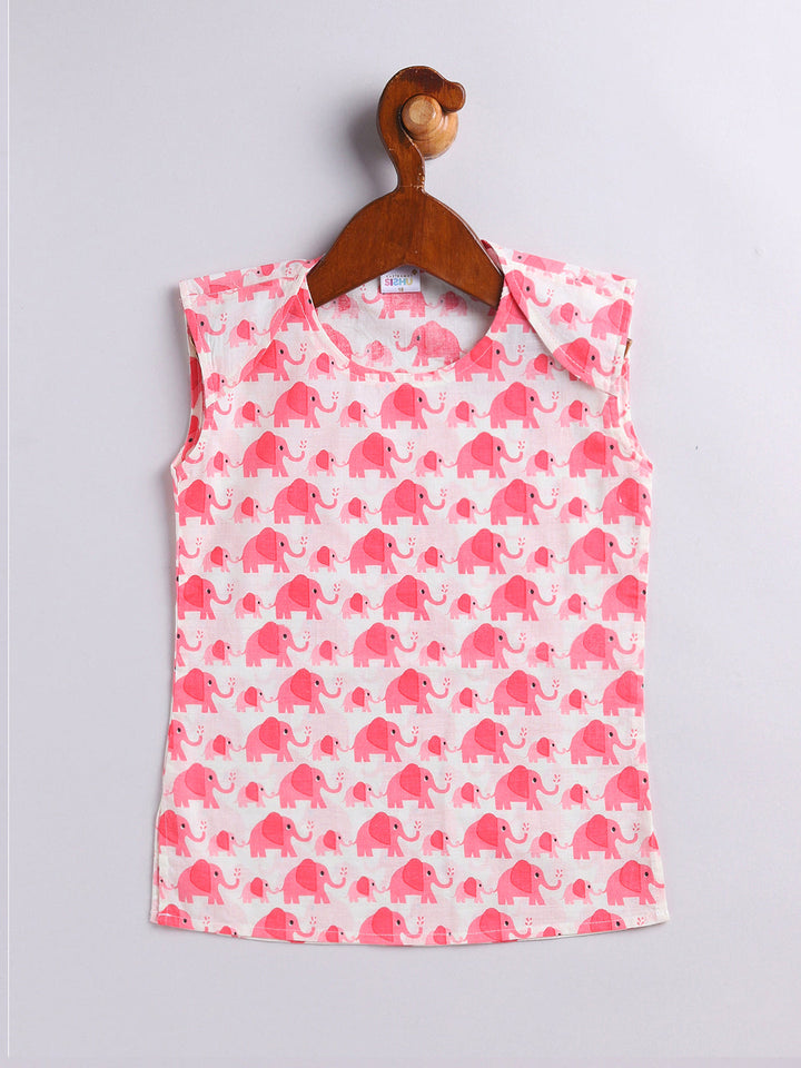 Vastramay Infant Boys Pink Cotton Blend Kurta Pyjama Set - qivii