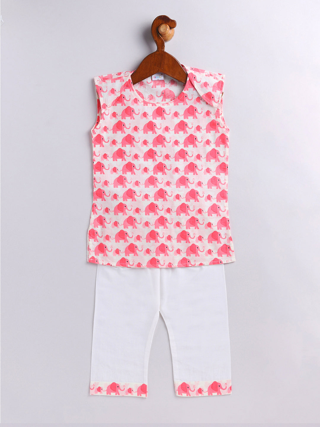 Vastramay Infant Boys Pink Cotton Blend Kurta Pyjama Set - qivii