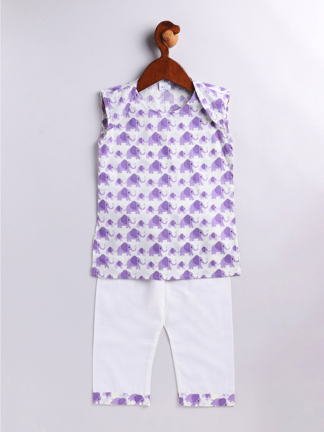 Vastramay Infant Boys Purple Cotton Blend Kurta Pyjama Set - qivii
