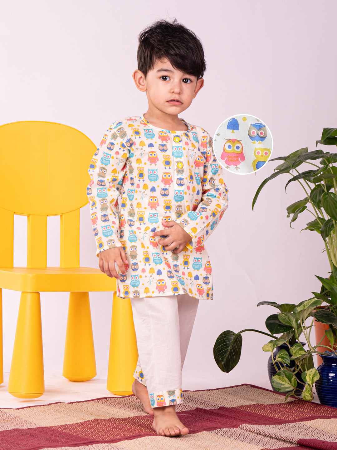 Vastramay Infant Boys Multicolor Cotton Blend Kurta Pyjama Set - qivii