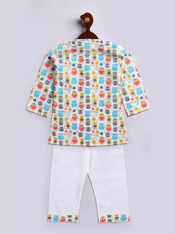 Vastramay Infant Boys Multicolor Cotton Blend Kurta Pyjama Set - qivii