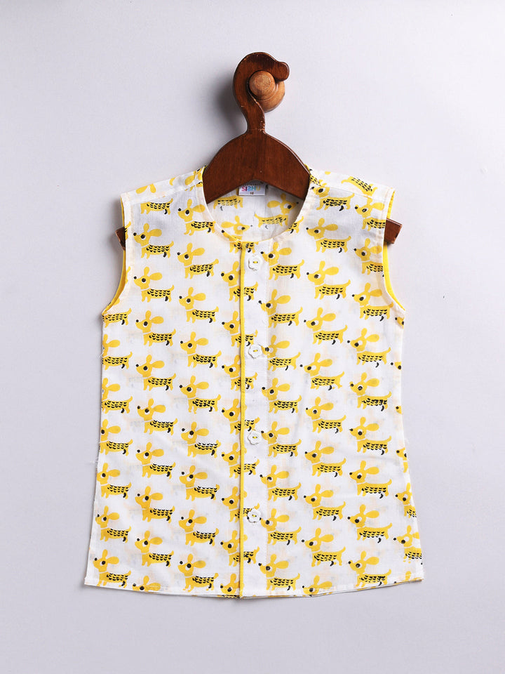 Vastramay Infant Boys Yellow Cotton Kurta Pyjama Set - qivii