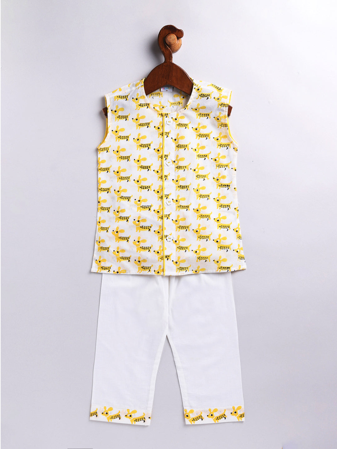Vastramay Infant Boys Yellow Cotton Kurta Pyjama Set - qivii