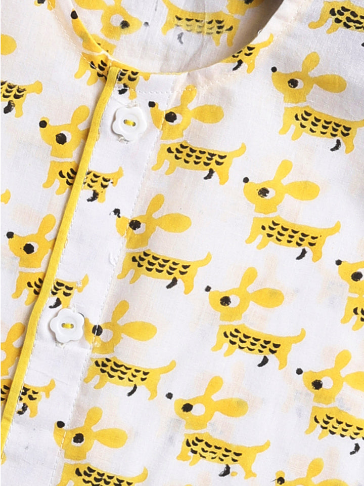 Vastramay Infant Boys Yellow Cotton Kurta Pyjama Set - qivii