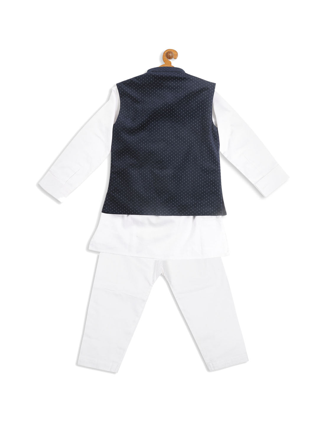 VASTRAMAY SISHU Boy's White Kurta with Pyjamas & Black  Nehru Jacket - qivii
