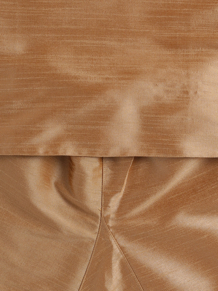 VASTRAMAY SISHU Boys Rose Gold Silk Blend Kurta Pyjama Set - qivii