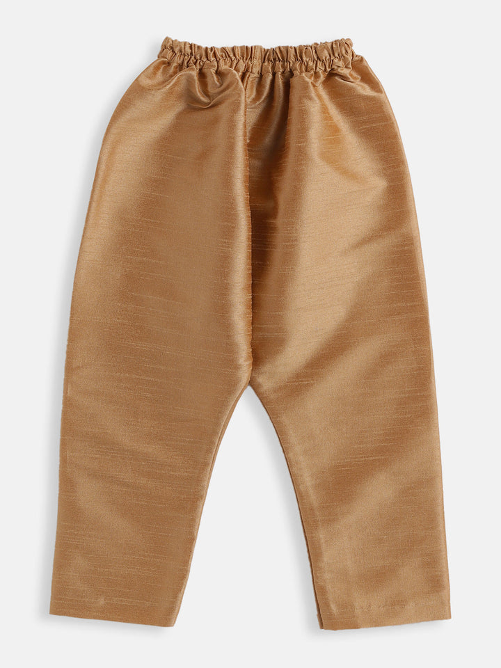 VASTRAMAY SISHU Boys Rose Gold Silk Blend Kurta Pyjama Set - qivii