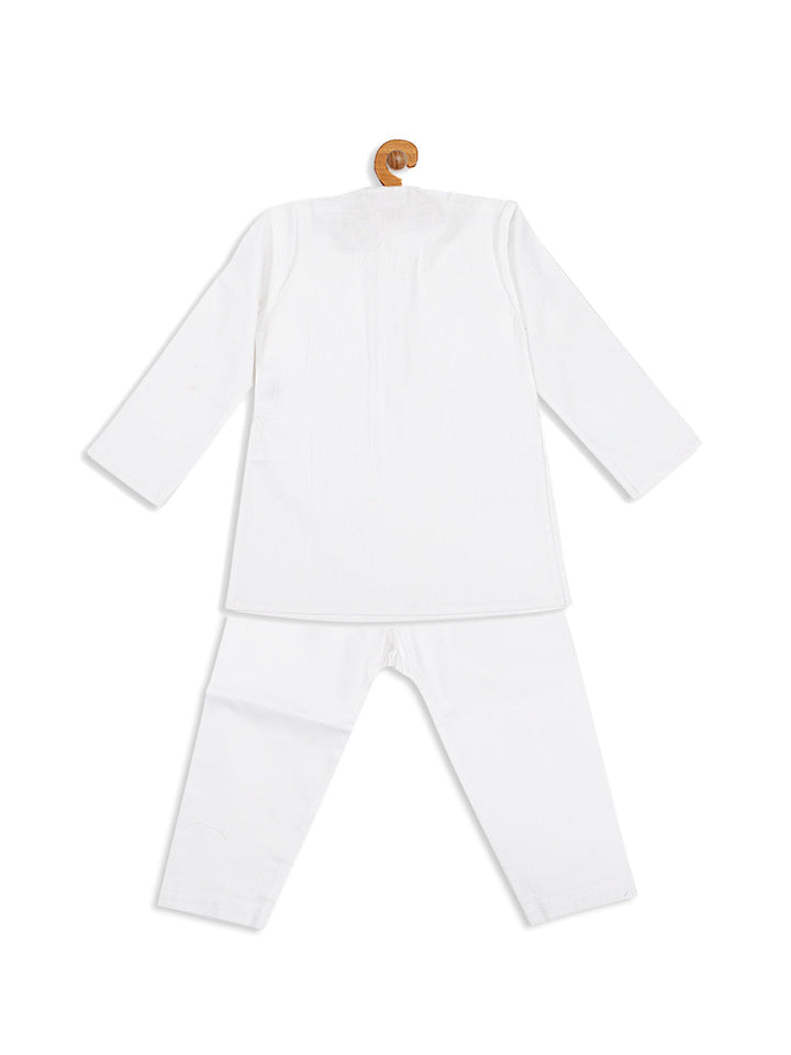VASTRAMAY SISHU Boy's White Pure Cotton Kurta With Pyjama Set - qivii