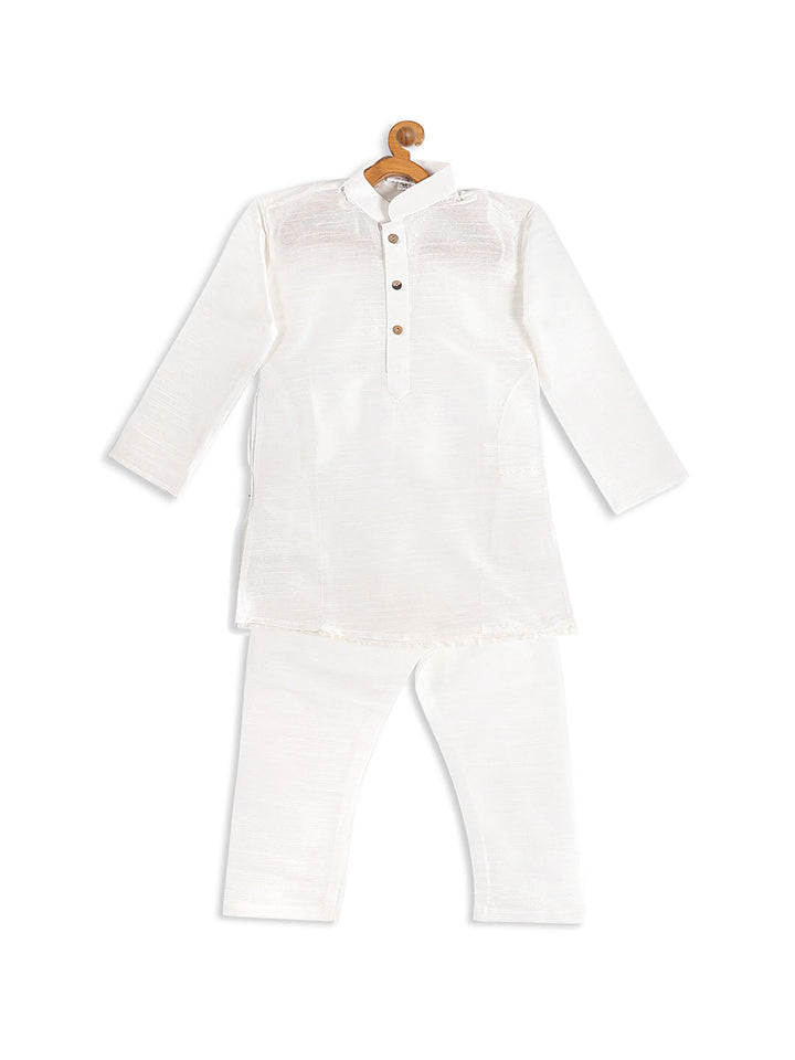 VASTRAMAY SISHU Boy's White Kurta With Pyjama Set - qivii