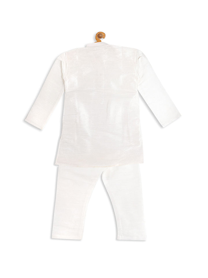 VASTRAMAY SISHU Boy's White Kurta With Pyjama Set - qivii