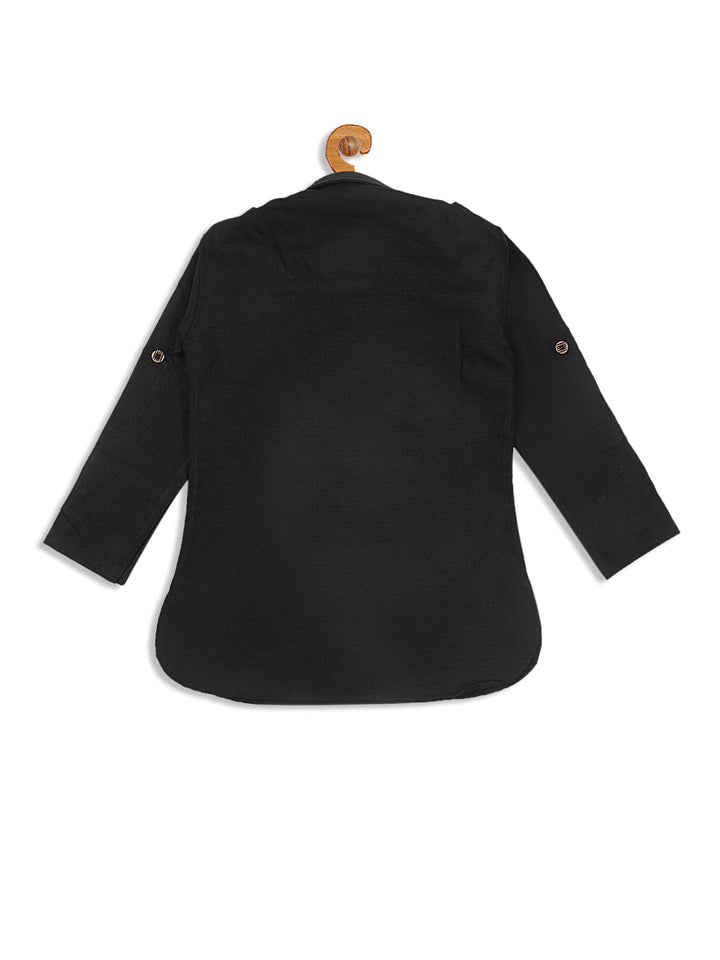VASTRAMAY Boy's Black Pathani Kurta - qivii
