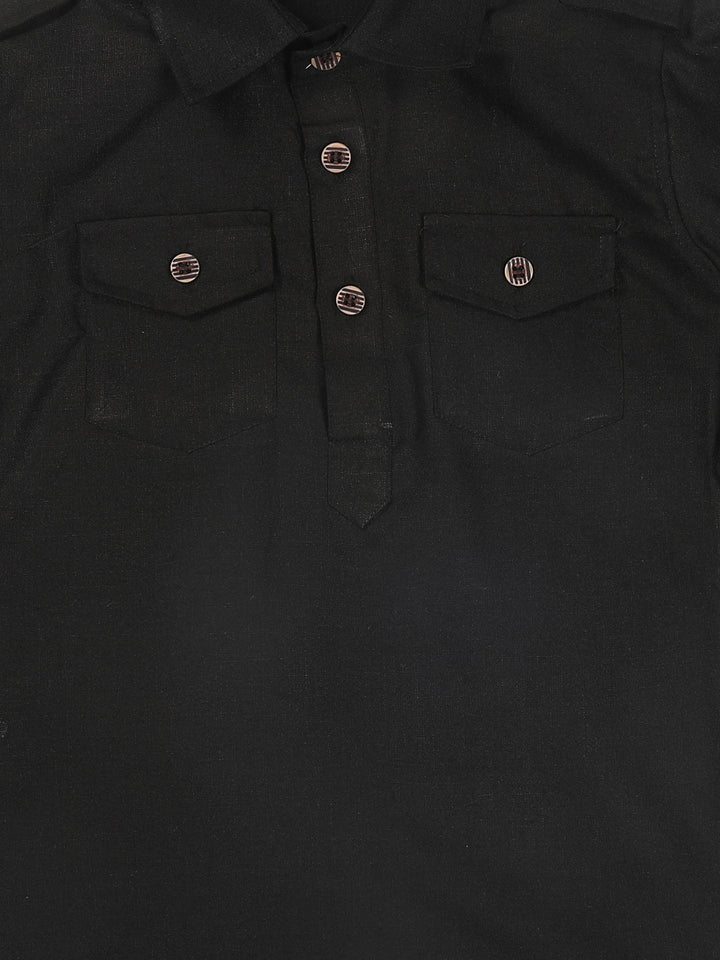 VASTRAMAY Boy's Black Pathani Kurta - qivii