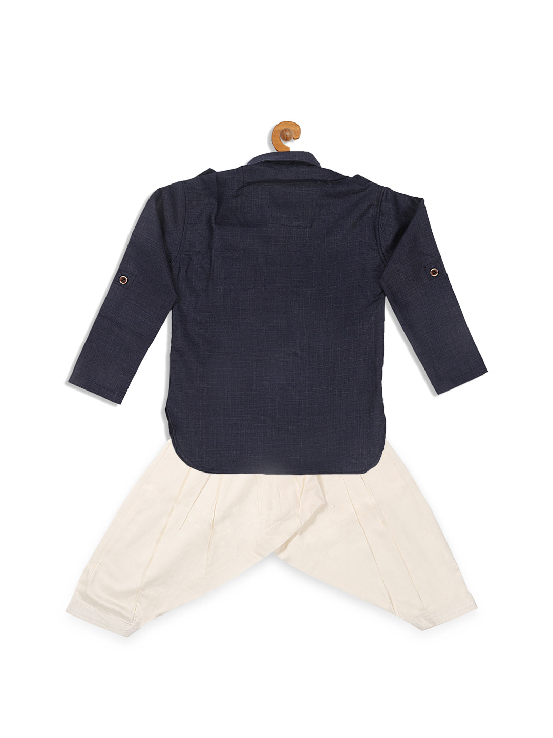 VASTRAMAY Boy's Blue Pathani Kurta With Patiala Set - qivii