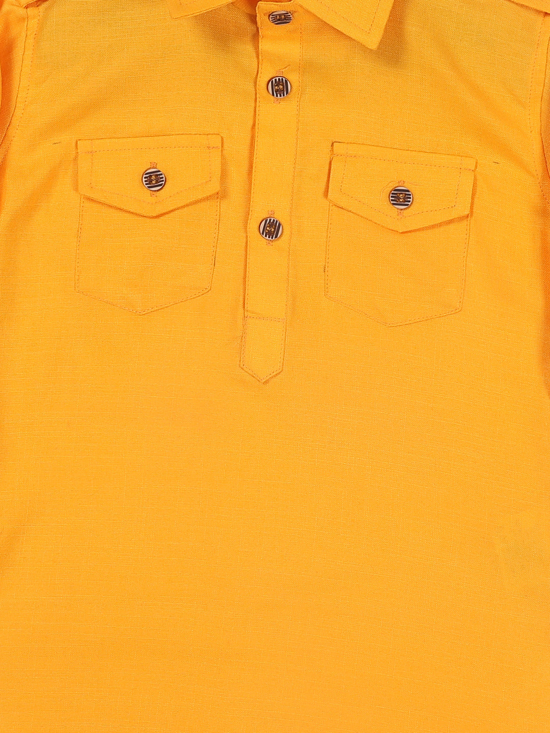 VASTRAMAY Boy's Yellow Pathani Shape Kurta - qivii