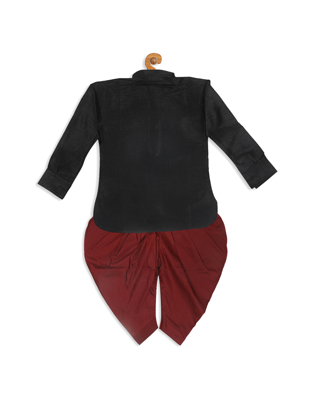 VASTRAMAY SISHU Boy's Black Kurta And Maroon Cowl Dhoti Set - qivii