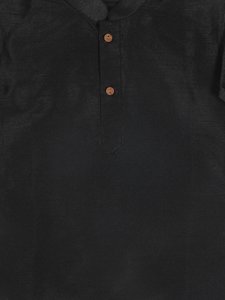 VASTRAMAY SISHU Boy's Black Kurta And Maroon Cowl Dhoti Set - qivii