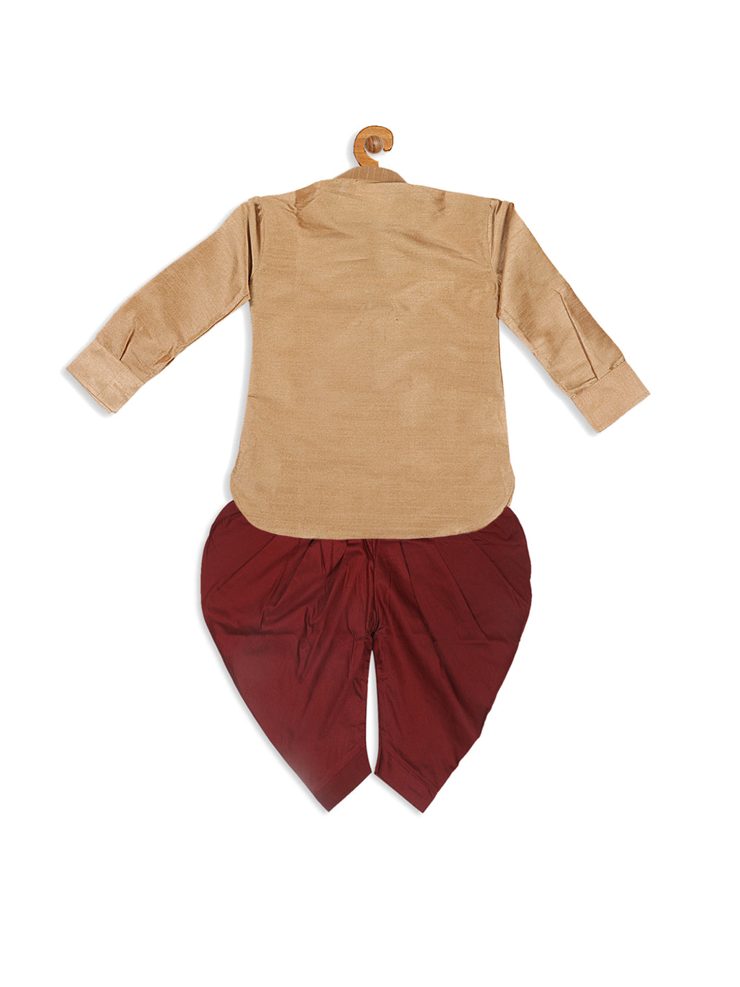VASTRAMAY SISHU Boy's Rose Gold & Maroon Kurta With Dhoti Pant Set - qivii