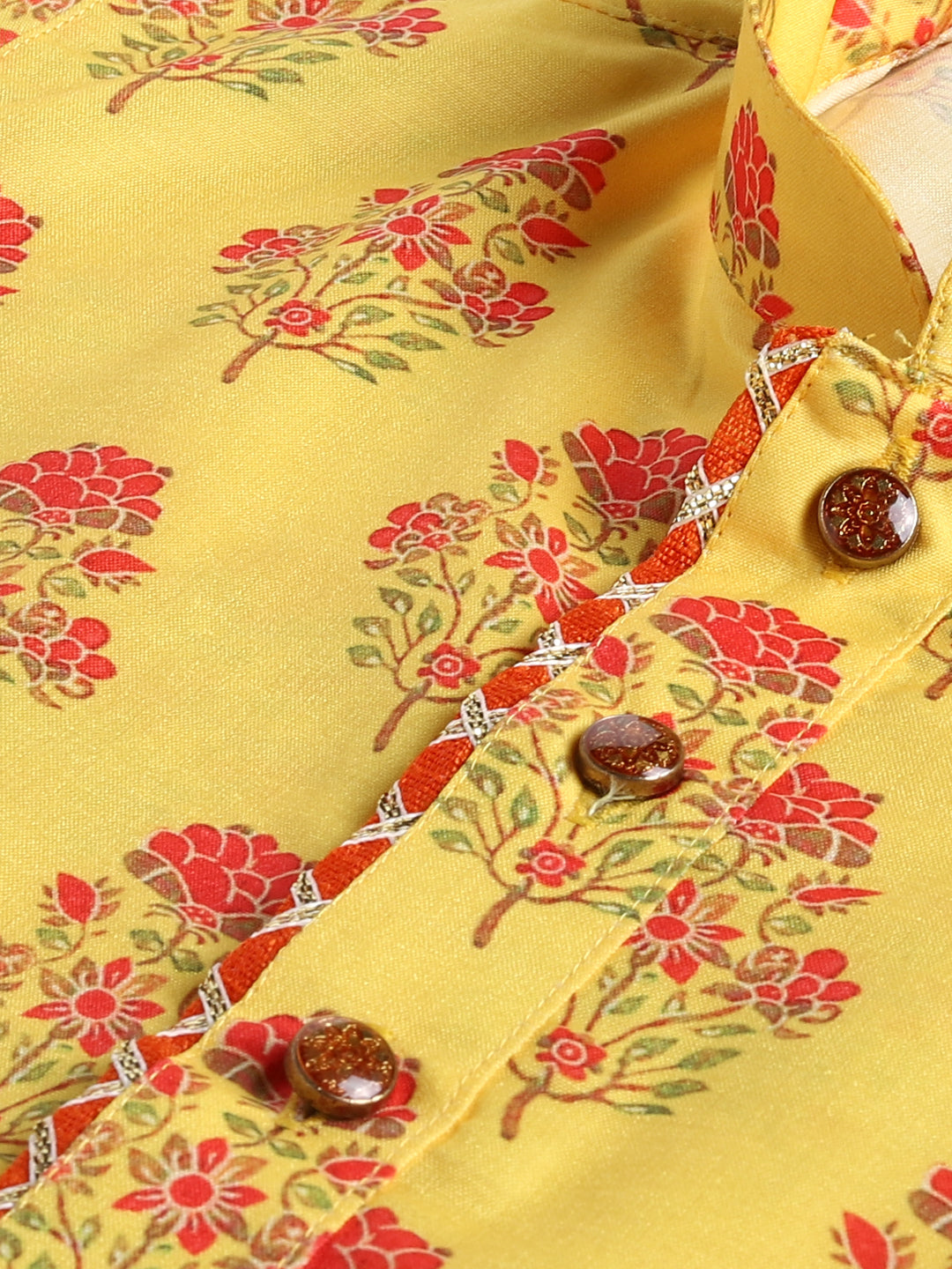 VASTRAMAY SISHU Boys' Multicolor-Base-Mustard And Cream Kurta Patiala Set - qivii