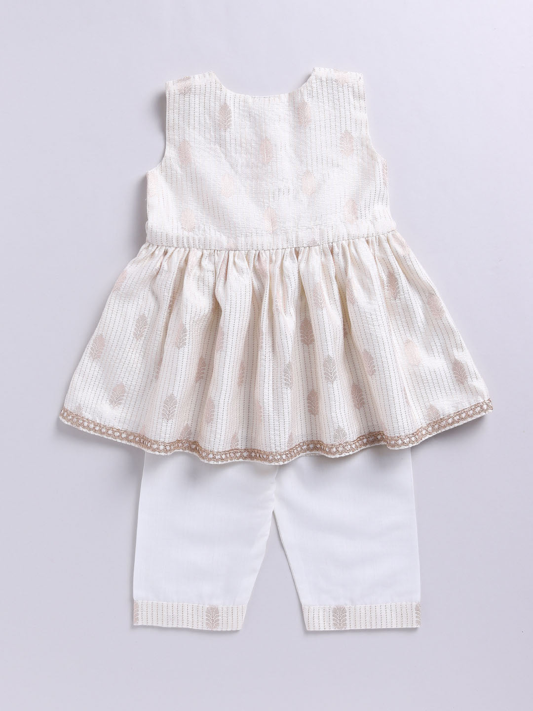 VASTRAMAY Girls' Cream Ethnic Combo Set - qivii