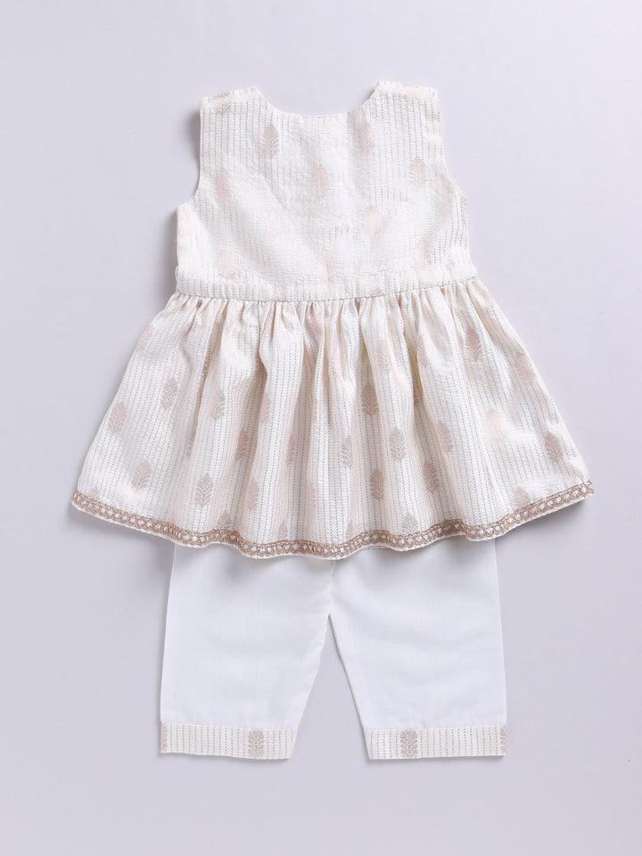 VASTRAMAY Girls' Cream Ethnic Combo Set - qivii