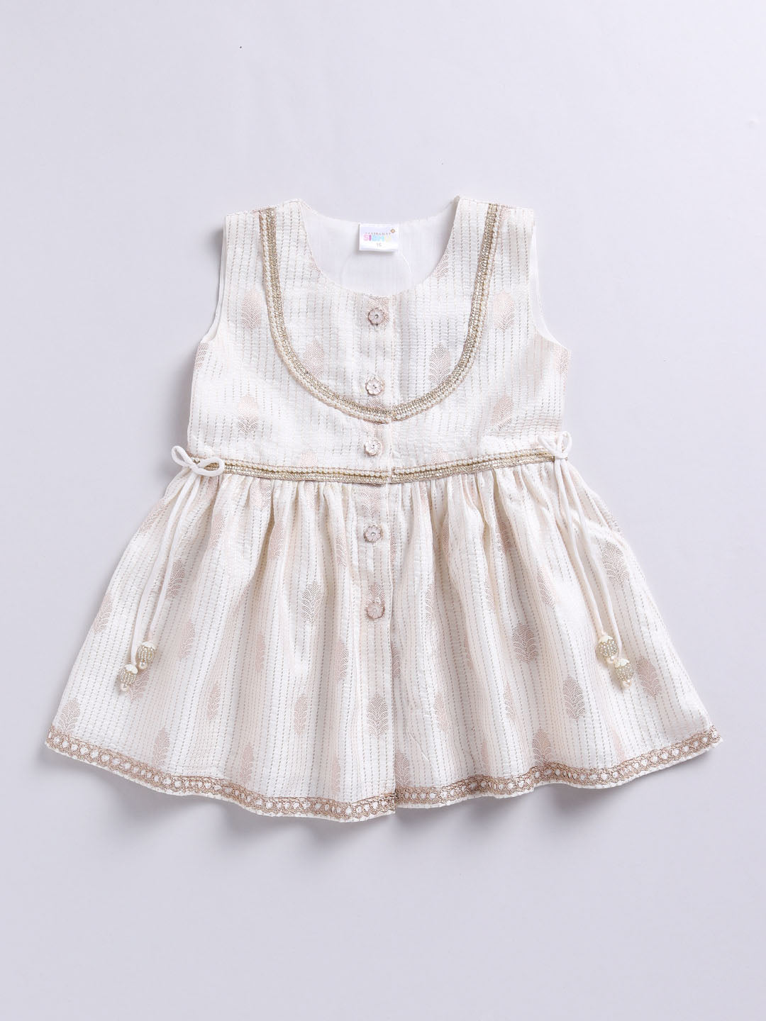 VASTRAMAY Girls' Cream Ethnic Combo Set - qivii